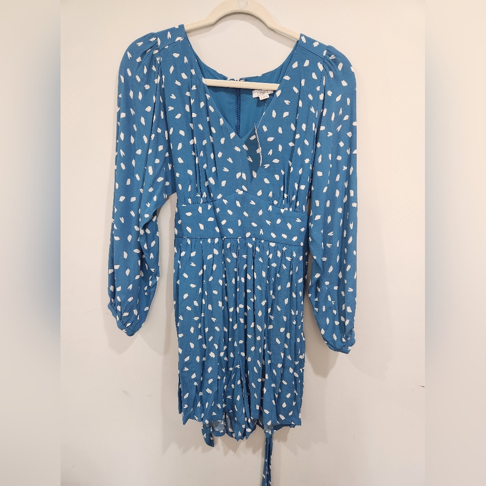 NWT LOFT Blue V Neck Long Sleeve Romper